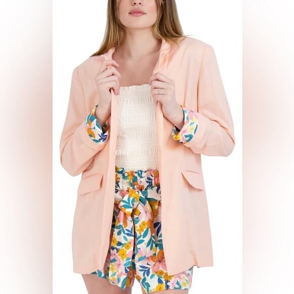 NWT BCBGeneration Women's Relaxed Floral Trim Boyfriend Blazer Size Large - Picture 1 of 8